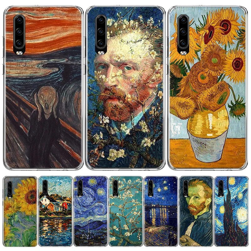 Чехол для телефона с картиной Ван Гога маслом Huawei P30 Lite P10 P20 P40 P50 Mate 40 Pro 10 20 30 Capa Coque