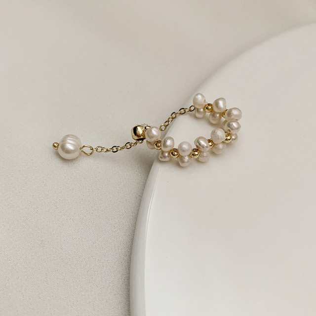 Big Geometric Pearl Paved Rings For Women 2021 New Jewelry Personality Statement Open Ring Adjustable Bijoux