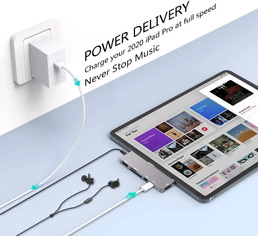 USB C HUB For iPad Pro 2020 2018 type c to HDMI dongle USB Hub USB 3.1 to Audio Jack USB 3.0 SD/TF Docking station USB splitter 2