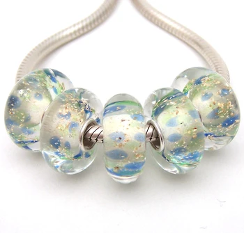 

JGWG2080 5X 100% Authenticity S925 Sterling Silver Beads Murano Glass beads Fit European Charms Bracelet diy jewelry Lampwork