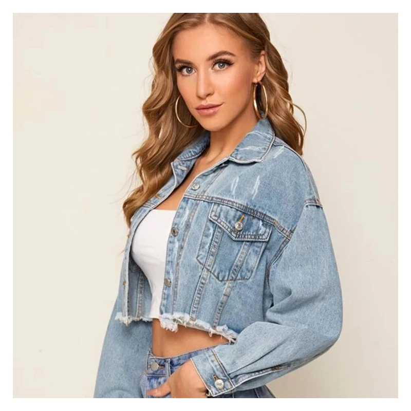 

Sexy Women's Denim Jacket Autumn 2020 Women Clothing Popular New Short Jacket Denim Jacket For Women Fashion Short Loose Coat