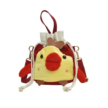 

New wild cartoon canvas shoulder bag beam mouth female bag handbag one shoulder messenger small fresh cute bag Women Canvas