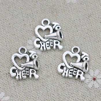 

30PCS Silver Plated Love to Cheer Charms Pendants for Jewelry Making Bracelet DIY Accessories 18x16mm