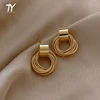 Retro Metallic Gold Multiple Small Circle Pendant Earrings 2022 New Jewelry fashion Wedding Party Unusual Earrings For Woman ► Photo 1/6