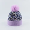 Winter Gebreide Mutsen Hoeden Vrouwen Luxe Bing Pailletten Beanie Skullies Vrouwelijke Bont Pompom Hoed Motorkap Beanie Caps 4
