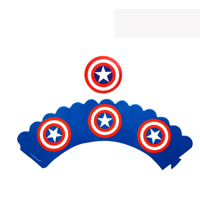 24 шт./лот обертки и топперы для капкейков на день рождения Disney Captain America без
