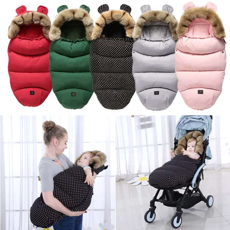 KLV/спальный мешок для детской коляски; зимние теплые спальные мешки; халат для новорожденных; муфта для ног; зимний конверт со съемным искусственным мехом