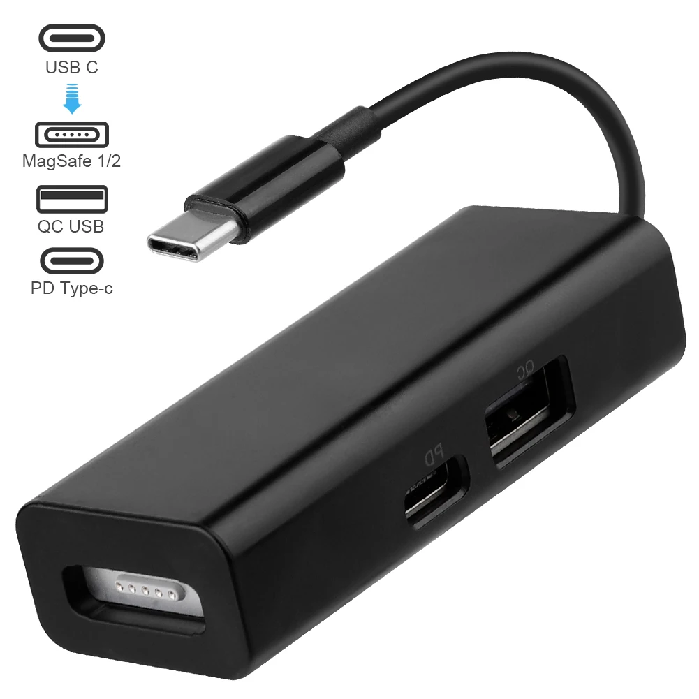 

3 in 1 USB C to MagSafe 1/2 Converter Adapter for Notebooks Laptops Smartphones MagSafe Adapter