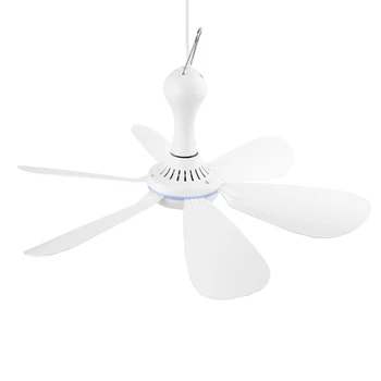 

New Silent 6 Leaves USB Powered Ceiling Canopy Fan with Remote Control Timing 4 Speed Hanging Fan for Camping Bed Dormitory Tent