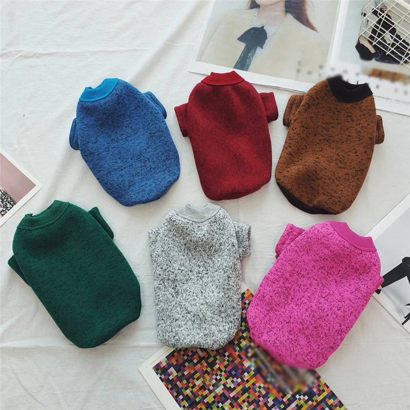 Autumn Winter Knitted Short Plush Small Dog Sweater Fashion Warm Soft Solid Clothes High Quality Cat Pet Supplies | Дом и сад