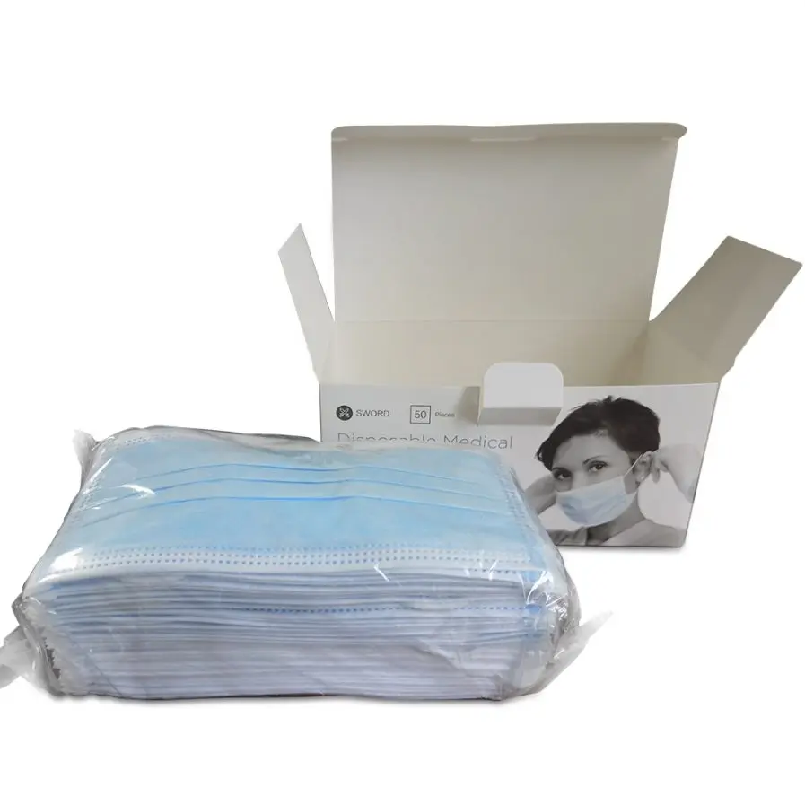 

Sword Disposable Medical Face Mask Approved TUV FDA 3ply Blue Anti-Virus Dustproof Protective Mask Free Shipping Breathable Mask