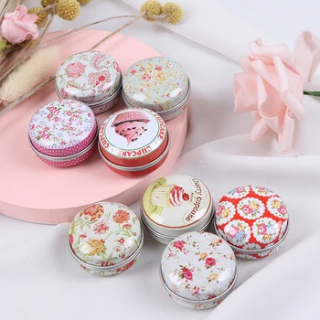 

1PC NEW Mini Elegant Flower Tin Box DIY Pill Box Jar Round Empty Iron Box Portable Medicine Storage Box