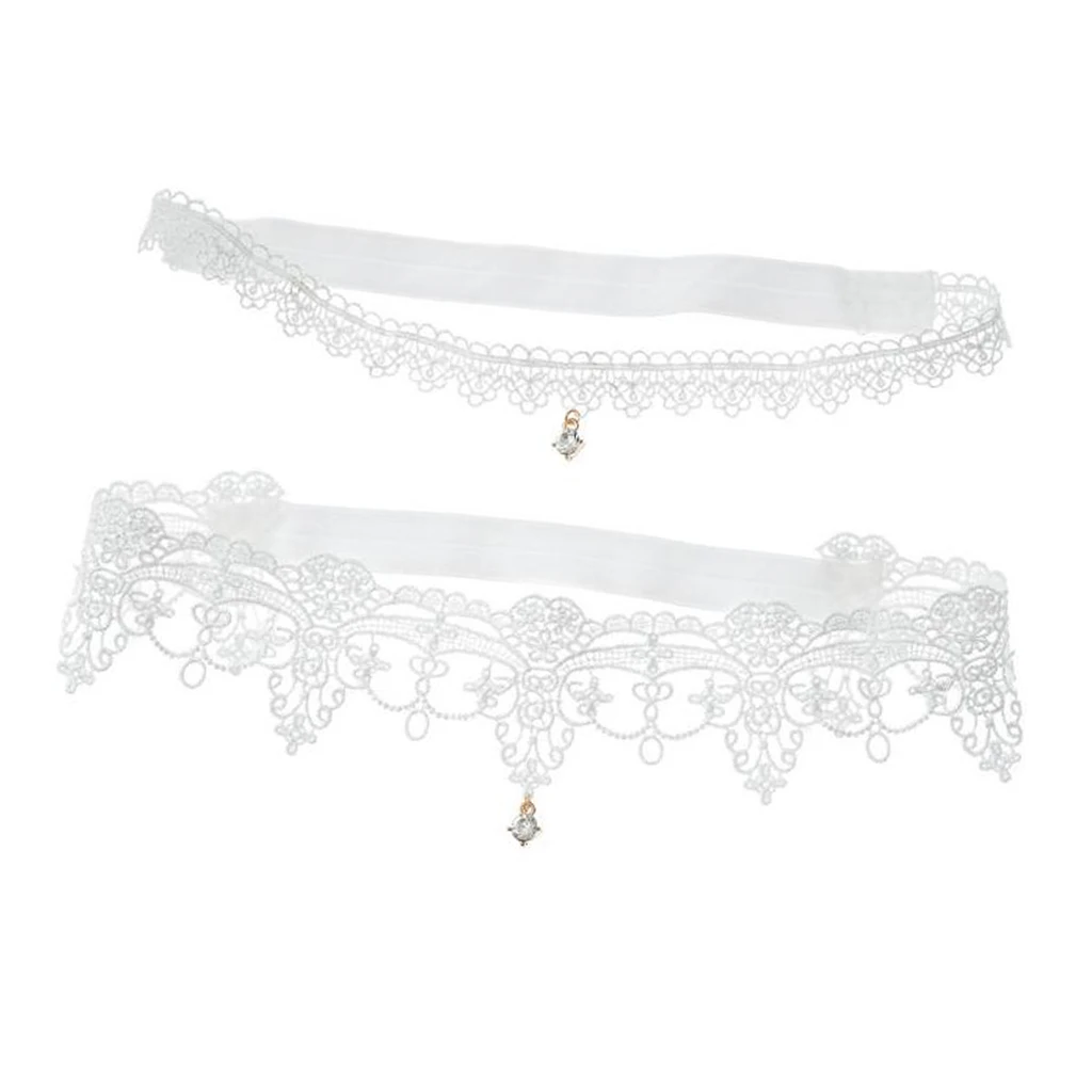 2Pcs/Set Women Black Sexy Lace Leg Ring Thigh Circle Wedding Bridal Lace Garter Underwear Accessories for Bride Stretch Prom