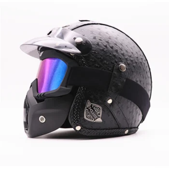 

Motorcycle Helmet Vintage Retro Moto Helmet Motorbike Full Face Helmet Casco Moto Cruiser Chopper Cafe Racer Capacetes moto Mask