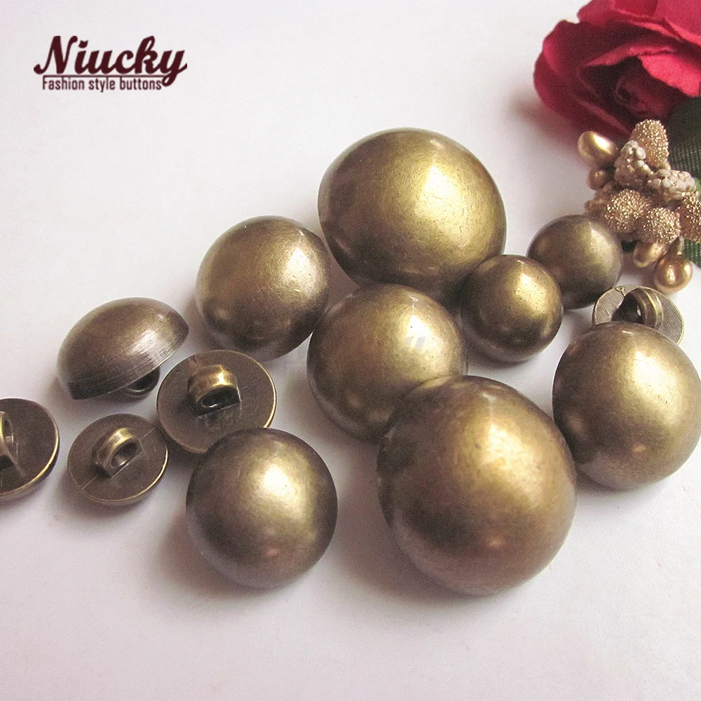Niucky 10mm-15mm Shank Bronze Mushroom Halfsphere Sewing Buttons for Basic Fashion Clothing Accessories P0301-037 3