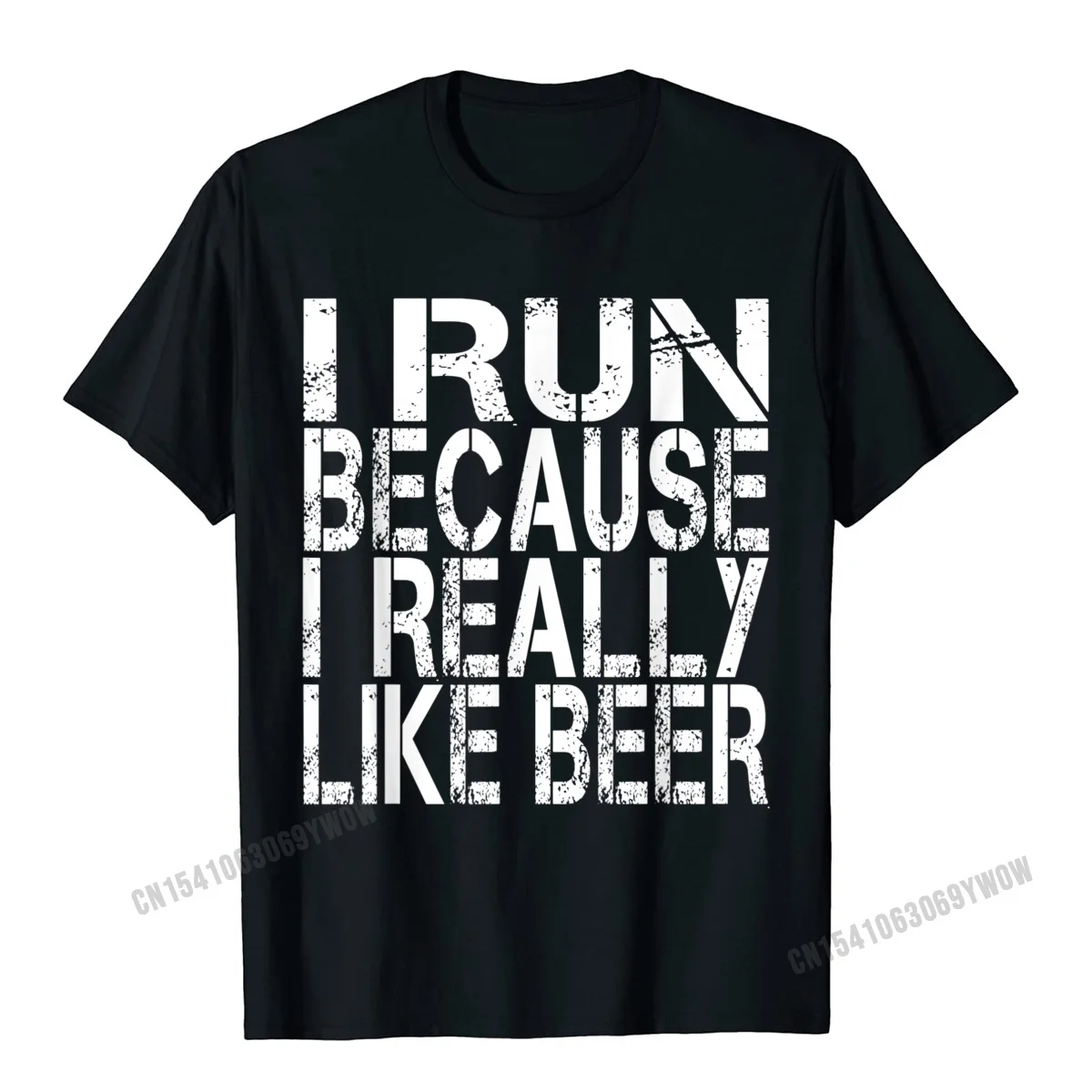 Crazy Prevailing Mens Tshirts Crewneck Short Sleeve 100% Cotton Tops Shirt Europe Tops & Tees Drop Shipping I Run Because I Really Like Beer Shirt__493 black