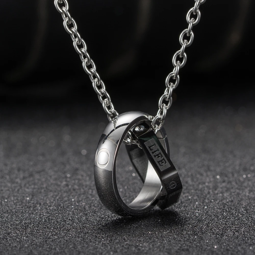 

Male Necklace Round Square Shape Pendant For Men Stainless Steel Trendy Geometric Stacking Streetwear Goth Chain Necklac Jewelry