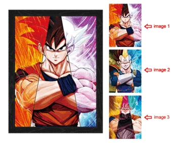 

Dragon Ball 3d Poster BLACK GOKU/GOKU/MAJIN VEGETA 3D Lenticular Poster Wall Decor Animation 3D Wall Sticker