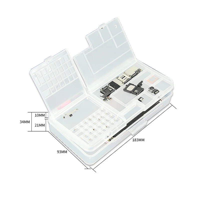 

Multi Functional Mobile Phone Repair Storage Box LCD Screen Motherboard IC Chips Component Screws Organizer Tools Container