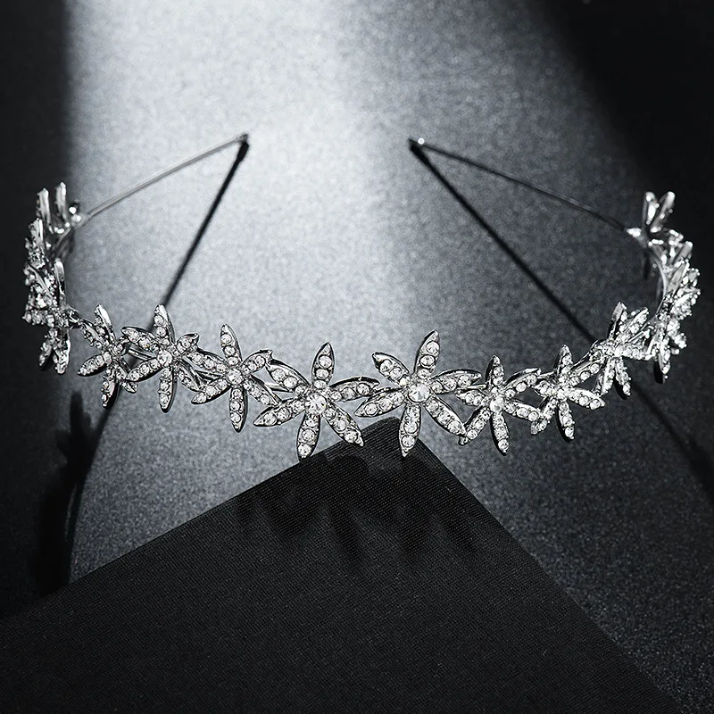 Luxury Floral Crystal Wedding Hair Vine Bridal Hair Jewelry Accessories Headpieces Women Headbands Rhinestone Diadem Crown Tiara