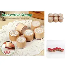 

6Pcs Lace Stamp Reliable Eco-friendly Innovative Mini Compact Round Stamp for Home Wooden Stamp Wooden Stamp