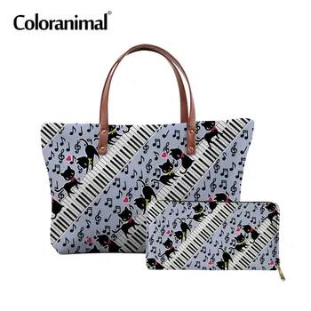 

Coloranimal 2pcs/Set Women's Handbags Cute Piano with Music Note Pattern Large Ladies Crossbody Bags Woman Bolsa Christmas Gifts