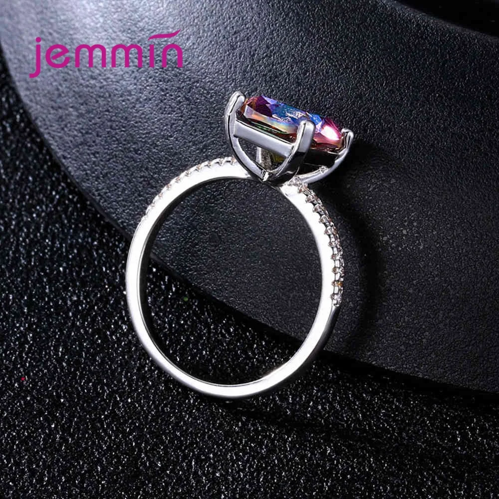 Роскошный бренд ювелирные изделия красочный кубический цирконий уникальный формы кольца из стерлингового серебра 925 для женщин Свадебные помолвки Размер 6 7 8