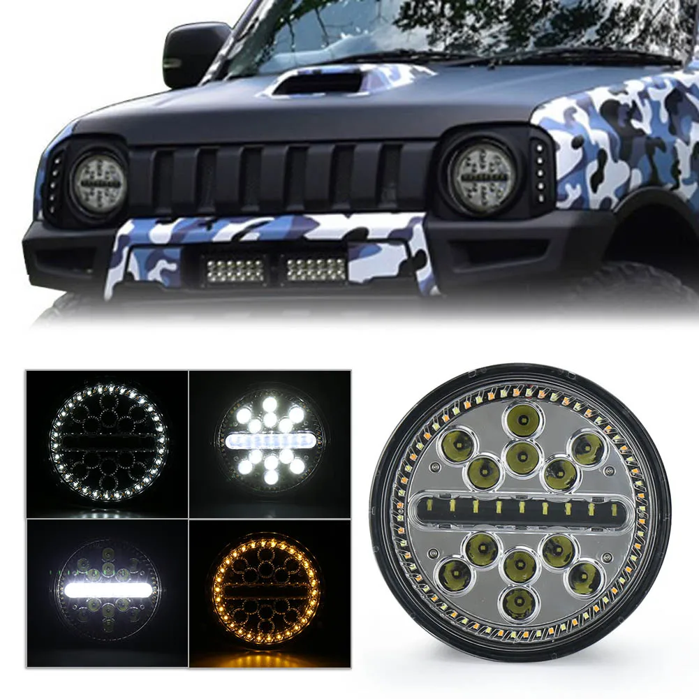 7-дюймовые светодиодный фары с янтарным кольцом для Jeep Wrangler Unlimited Sahara X Sport &amp Edition