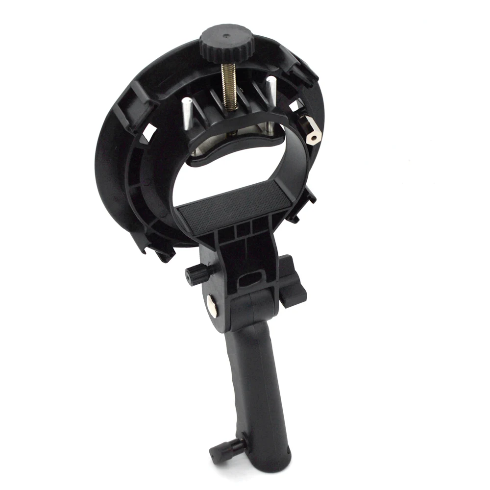 S-shaped Handheld Grip Portable Bowens Mount Speedlight Bracket for Flashlight Softbox Support Reflective Umbrella