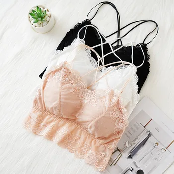 

New Thick Coaster Ladies High Elastic Lace Straps Cross Camisole Tube Top Beautiful Back Wrapped Chest Top Na Ramiaczkach 2020