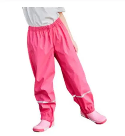 Rose Pink Pants Осенние водонепроницаемые штаны для детей от 2 до 8 лет уличные непромокаемые штаны из искусственной кожи с ремешком для мальчиков и девочек водонепроницаемые штаны г. Весенние комбинезоны для мальчиков - Цвет: Rose Pink Pants