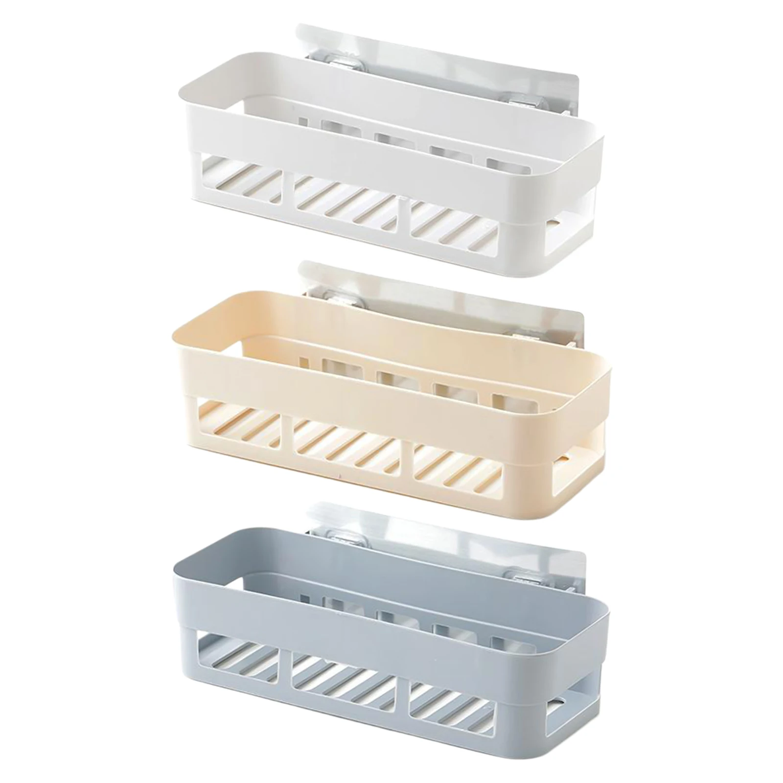 Rectangle Shower Caddy Suction Wall Floating Shelf Organizer for Kitchen Bathroom