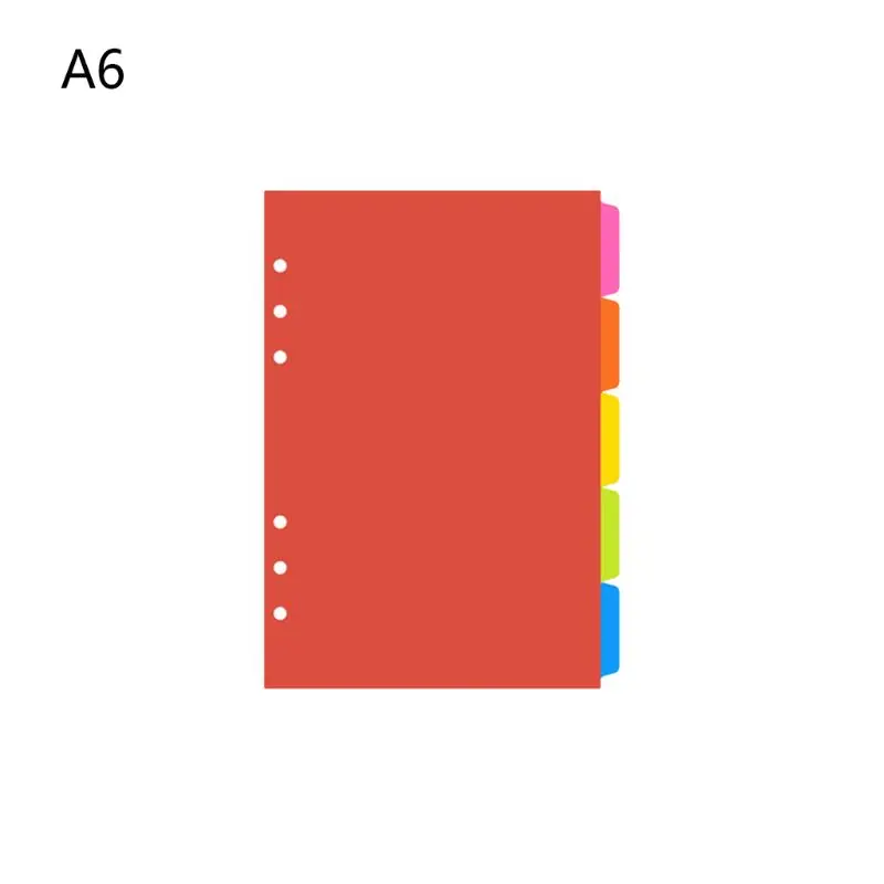1Set Loose Leaf Binder Index Separator PP Colorful 6 Hole Page Dividers notebook binder divider
