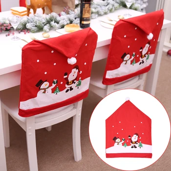 

4pcs Christmas Chair Seat Cover Santa Claus Decoration Home Table Chair Covers Christmas Holiday Hotel Decoration Cover New