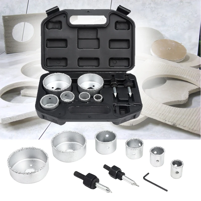 

9pcs 22mm-73mm Hole Saw Cutter Drill Bit Set Metal Opener Brazing Particles Hard Alloy Ceramic Tile Hole Saw Opener