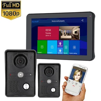 

9 inch Wired Wifi Video Door Phone Doorbell Intercom Entry System with 2pcs HD 1080P Wired Camera Night Vision