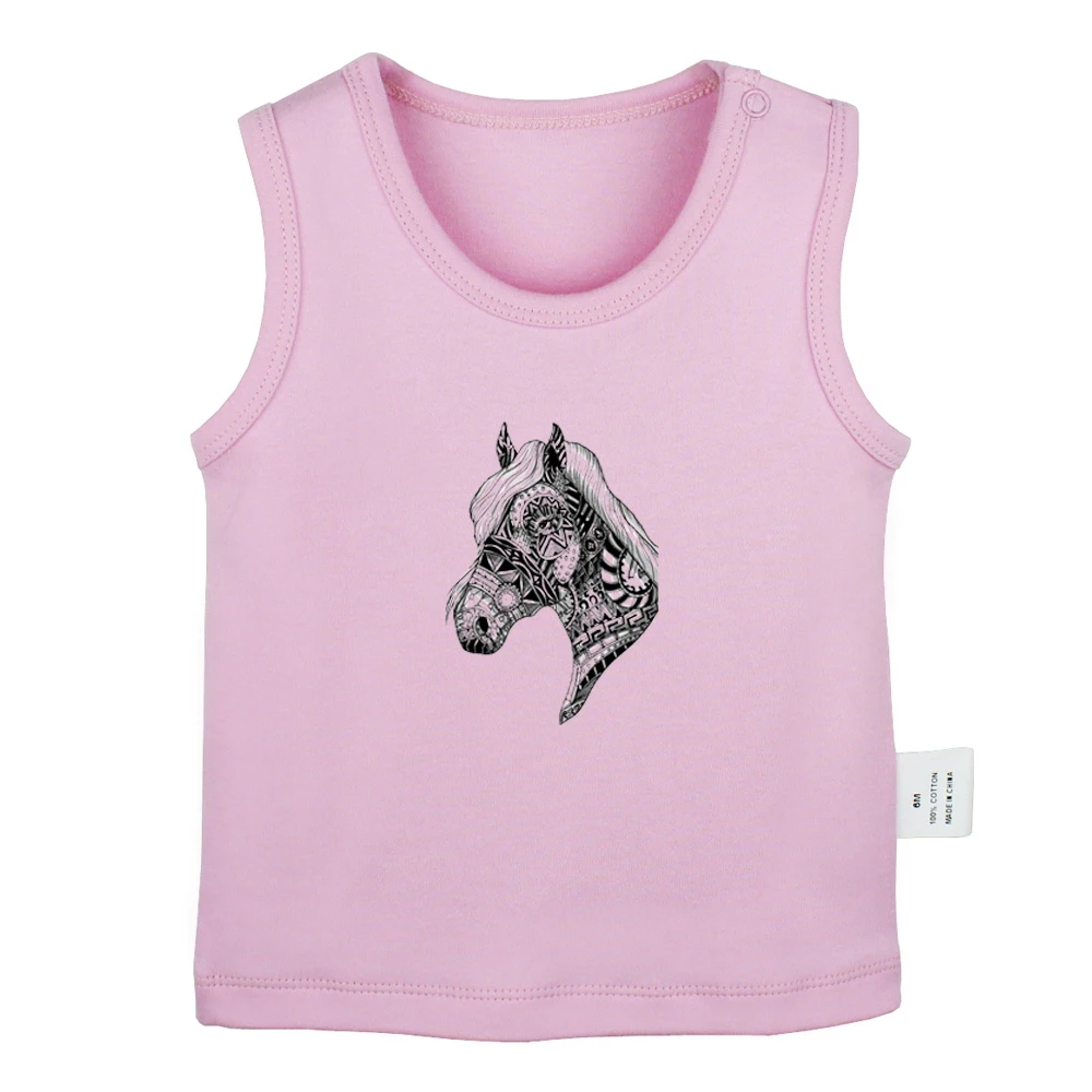 JbBabyYV027P Крутые, украшенные головой лошади, VTG, эскизы, дефекация, зефир, дизайн, для новорожденных, Детские майки футболки, жилет для малышей, без рукавов, Одежда для младенцев - Цвет: JbBabyYV027P