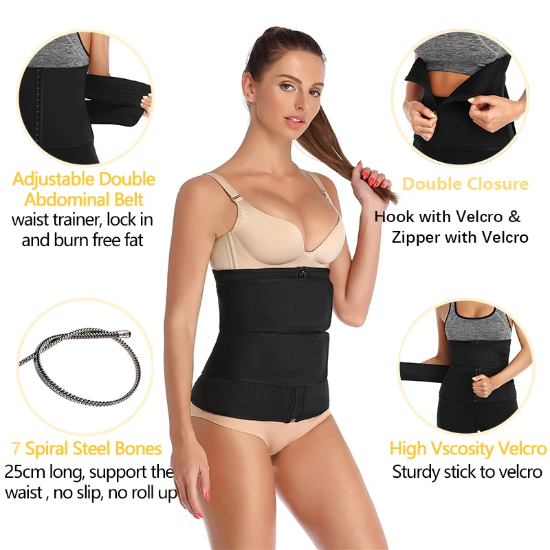 spanx shapewear Workout Waist Trainer Corset for Women 7 Steel Bones Neoprene Sauna Sweat Waist Trimmer Cincher Slimming Body Shaper Belt Girdle spanx shorts