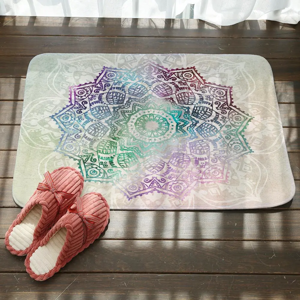 

Living Room Bedroom Doorway Water-Absorbing Non-slip Floor Mat Mandala Decorative Pattern Printed Mat 69