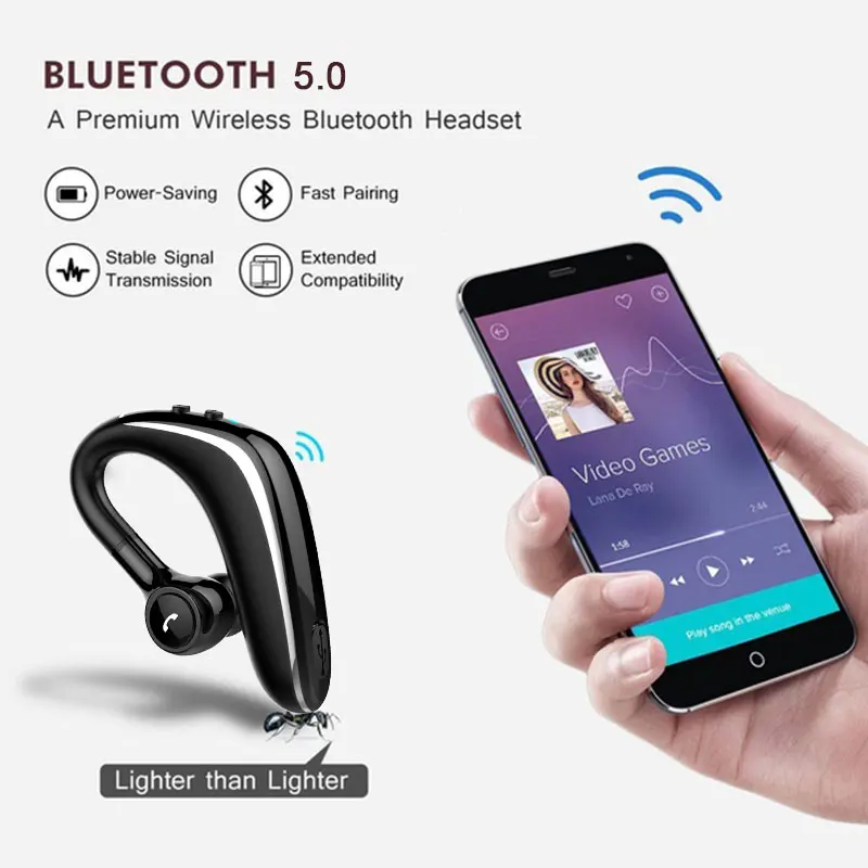 Cewaal Car Handsfree Bluetooth Earphone Headset Noise Reduction Bluetooth Earpiece in Ear Wireless Headphone Mic Earphone