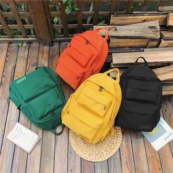

solid color backpack for women 2020 dwaterproof water nylon multi pocket travel backpacks large capacity school bag for women