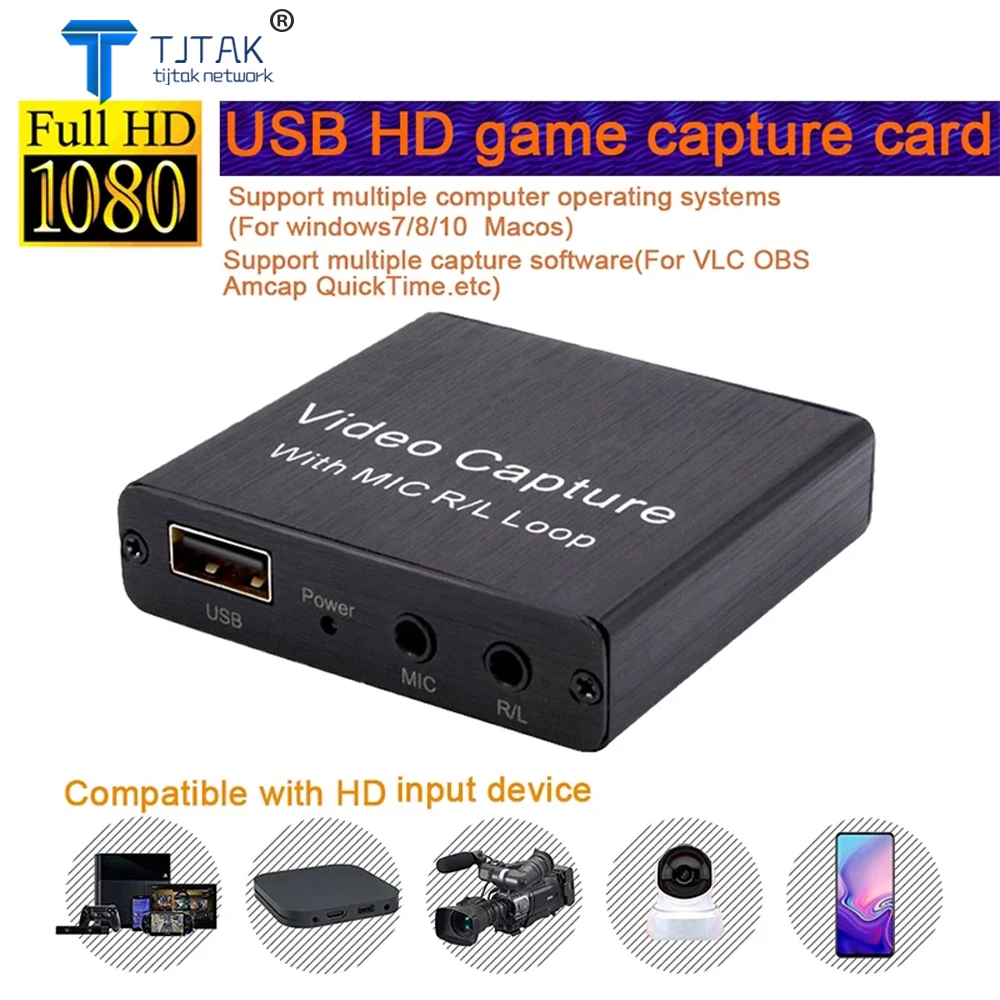 4K USB HD видеозахват к 2 0 карта захвата с микрофоном R/L для прямой трансляции плата