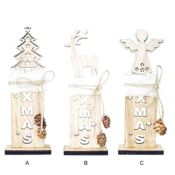 

Wooden Desktop Christmas Tree Angel Elk Shape Home Decoration Ornaments Novelty Decor T