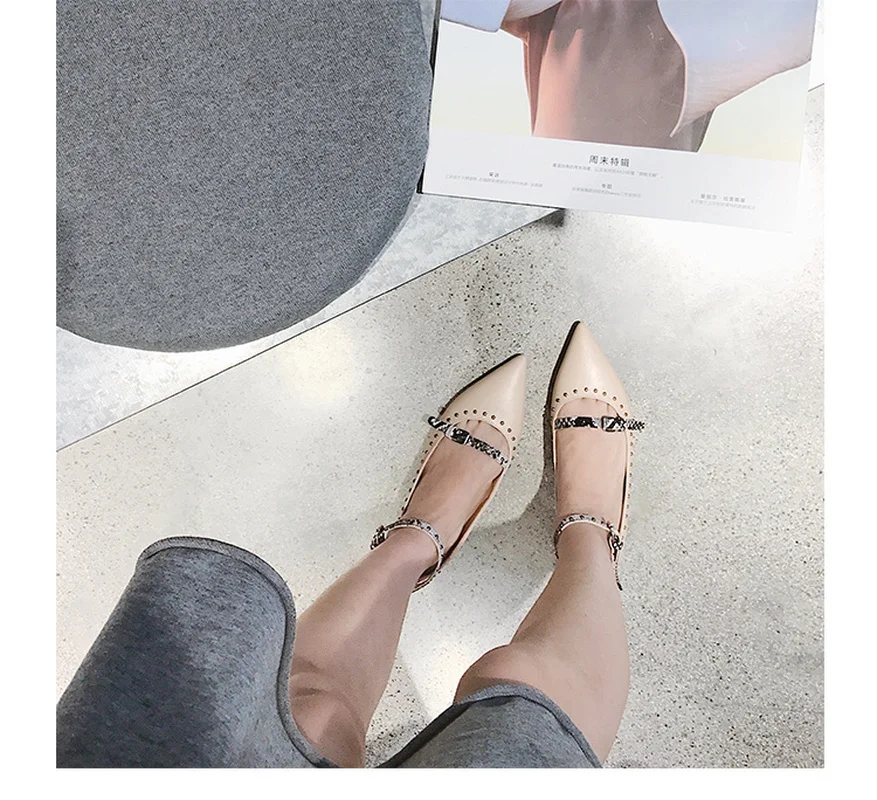 

New Women Flats Fashion Spring Ladies Pointed Toe Flat shoes Woman Rivet Design Shallow Loafers Slip On Casual Shoes J15-16