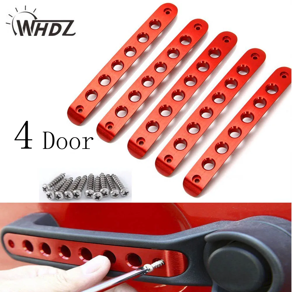

Red Silver Back Door Aluminum Grab Handle Cover For 2007 - 2015 Jeep Wrangler 2 door / 4 door JK Unlimited Front Door