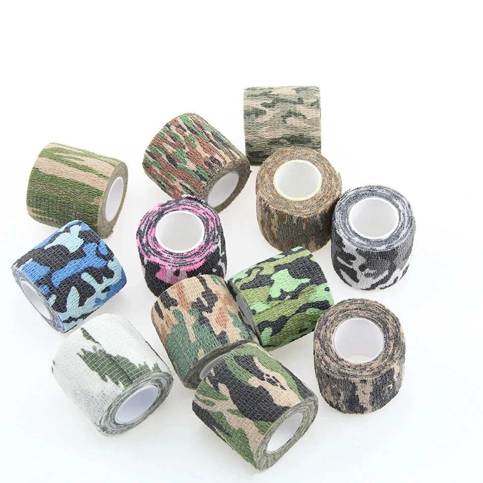4.8m Camouflage Benda Elastica Caccia Travestimento Elastoplast Wrap Tape Auto Adesivo Protezione Sportiva Caviglia Ginocchio Dito Braccio Benda - immagine 2