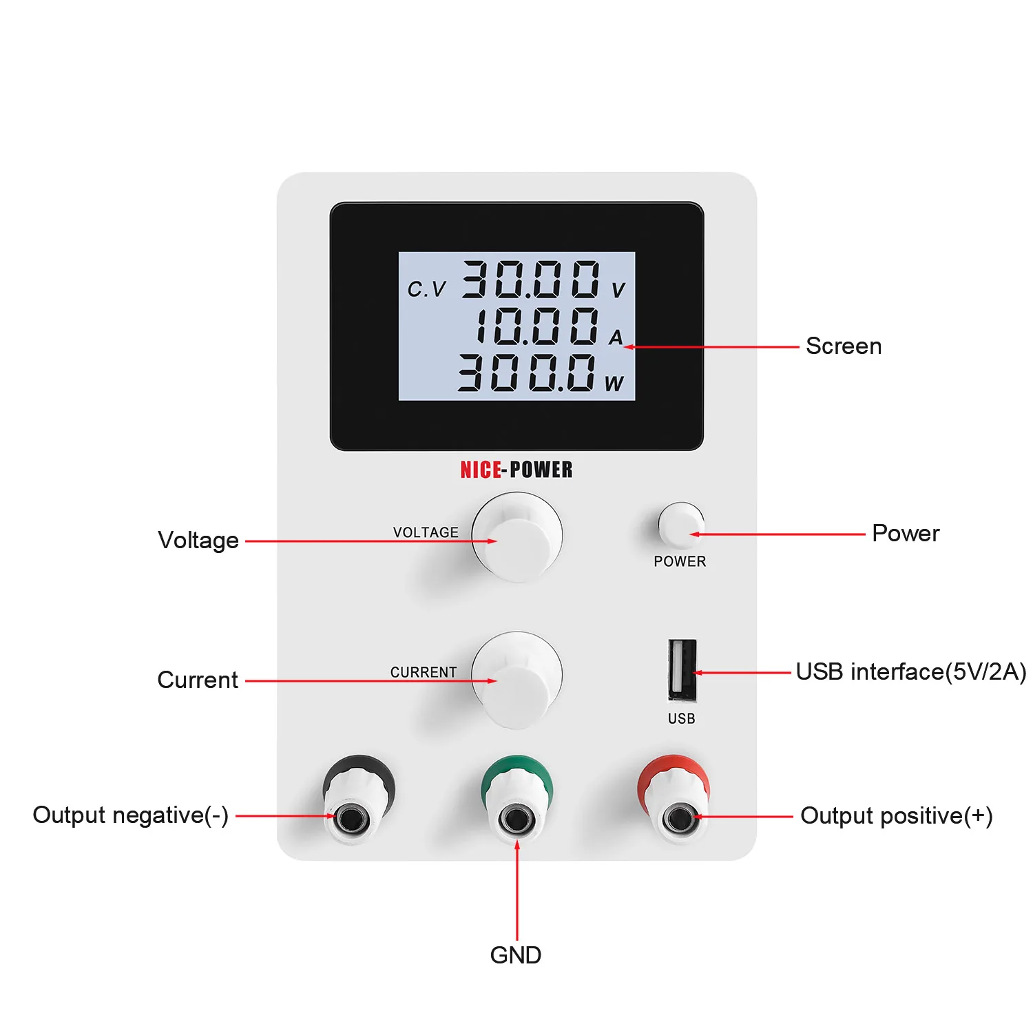 LCD Screen DC Lab Bench Power Supply 30v 10a 60v 5a Adjustable Switching Bench Source Digital Voltage Regulator 0.001A 120V 3A-3