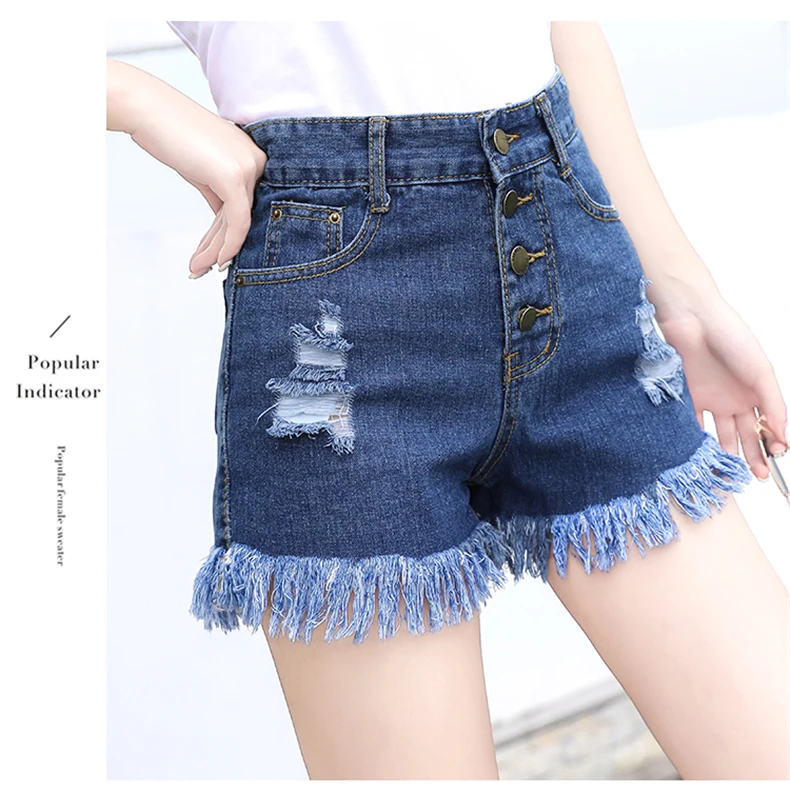Джинсовые шорты с высокой талией, женские летние Новые Стильные корейские черно-белые свободные шорты с узором и пряжкой