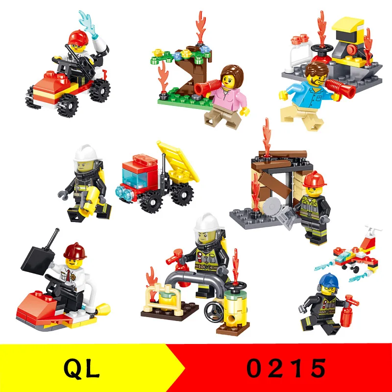 

QL0215 building blocks fire pioneer small particles assembled children's educational toys no box
