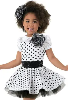

Europe And America New Style Black Polkadot Dancing Dress Fresh Dance Performance Clothing Stage Costume